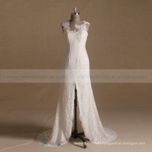 Graceful Scoop Neck Backless Spilt Leg Fish Style Lace Wedding Dress With Sleeveless